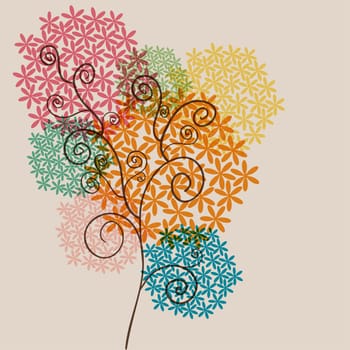 Spring cute transparent flowers composition background. EPS10 file version. This illustration contains transparencies and is layered for easy manipulation and customization.
