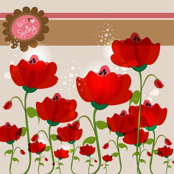 Spring love background with contemporary transparent flowers. EPS10 file version. This illustration contains transparencies and is layered for easy manipulation and customization.