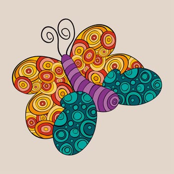 Multicolored spring butterfly. Vector file layered for easy manipulation and custom coloring.