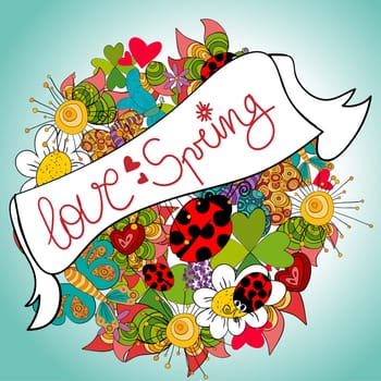Love spring vibrant colors composition background. Vector file layered for easy manipulation and custom coloring.