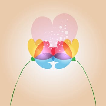 Spring time contemporary transparent couple of flowers in love. EPS10 file version. This illustration contains transparencies and is layered for easy manipulation and customization.