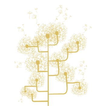 Dandelion concept tree isolated over white. Vector file layered for easy manipulation and custom coloring.