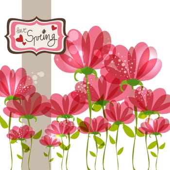 Love in Spring time contemporary transparent flowers background. EPS10 file version. This illustration contains transparencies and is layered for easy manipulation and customization.