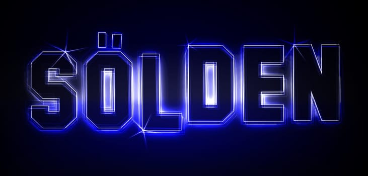 Sölden as an illustration in neon light style