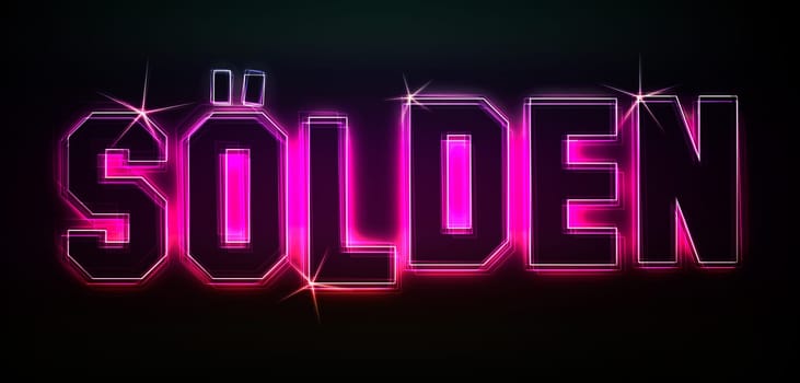 Sölden as an illustration in neon light style