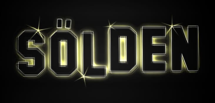 Sölden as an illustration in neon light style