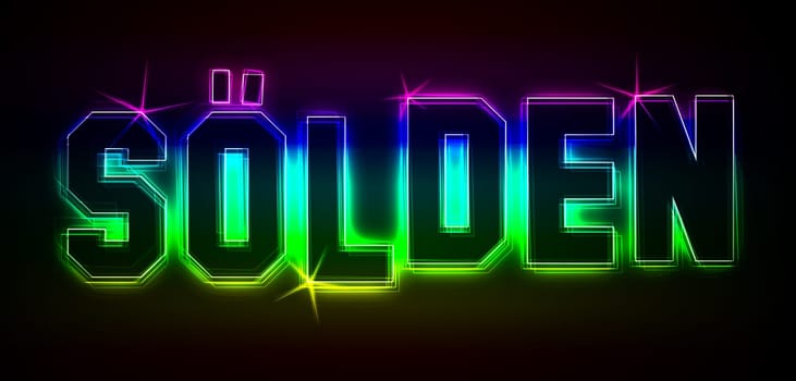 Sölden as an illustration in neon light style