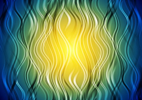 Abstract colourful design. Elegant waves on the yellow and blue background. Vector illustration eps 10