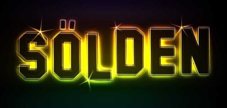 Sölden as an illustration in neon light style