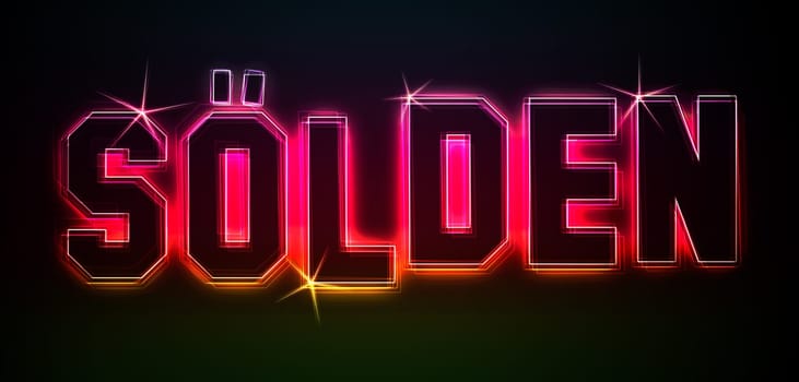 Sölden as an illustration in neon light style