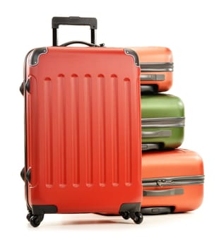 Luggage consisting of large suitcases isolated on white
