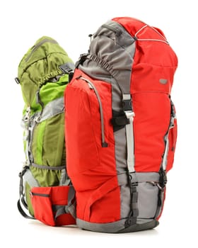 Two large touristic backpacks isolated on white
