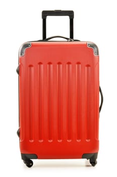 Large polycarbonate suitcase isolated on white