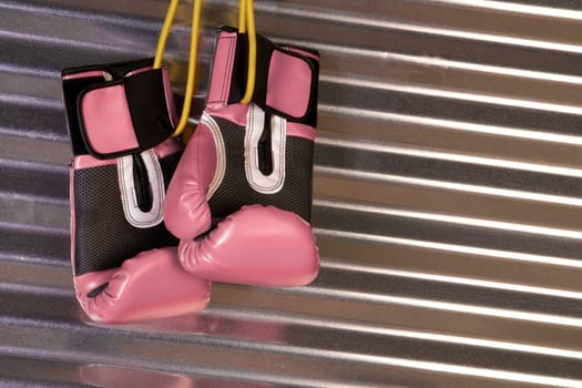 Boxing gear stored unused in the gym