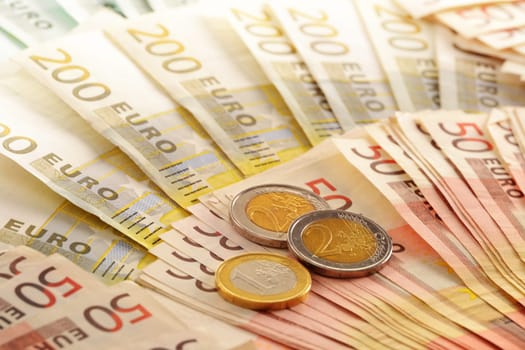 Composition with Euro banknotes. European Union currency