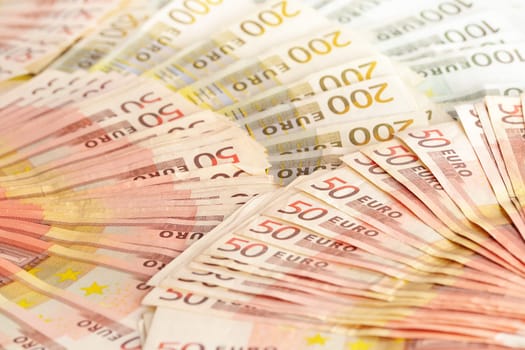 Composition with Euro banknotes. European Union currency