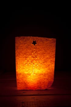 Christmas - Self-made indlicht with candle and paper bag made of wrapping paper