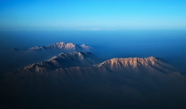 Aerial view of a wonderful blue mountains in Iran
