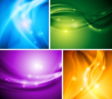 Set of bright wavy backgrounds. Vector design eps 10