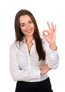 Businesswoman shows ok