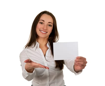 Businesswoman with business card