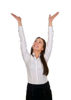 Businesswoman cheering