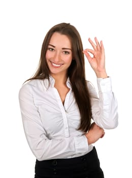 Businesswoman shows ok