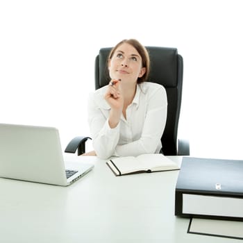 young business woman is thinking about idea