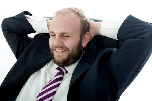 business man with beard happy and relaxing