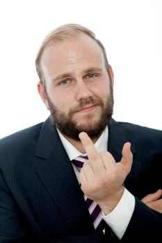beard business man middle finger