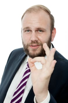 beard business man say its perfect with finger