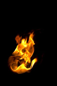 fire with a black background, abstract background.