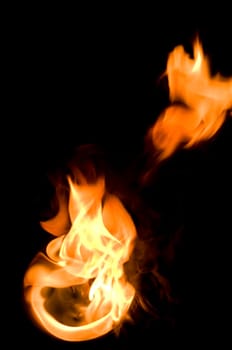fire with a black background, abstract background.
