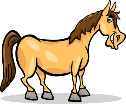Cartoon Illustration of Funny Horse Farm Animal
