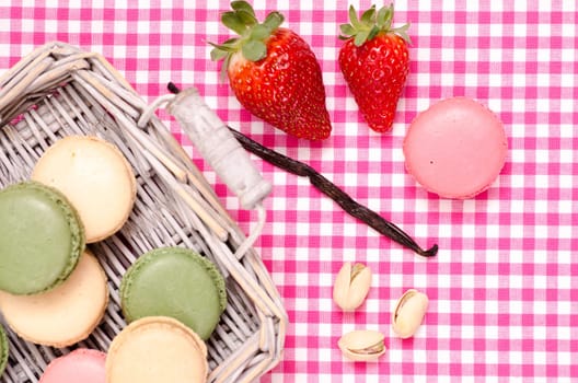 Various colored macarons,a French specialty