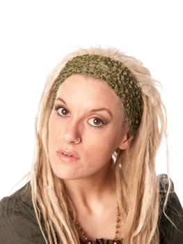 Beautiful Urban Girl with blond dreadlocks. Popular nose ring
