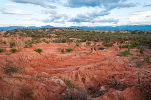 Beautiful red and green landscape of Tatacoa Desert, Colombia