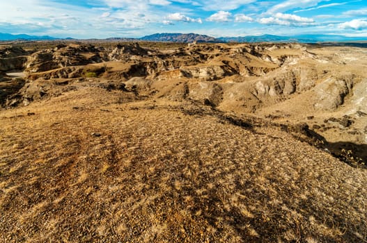 Dry desolate view of a remote isolated desert