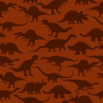 A seamless pattern with dinosaur silhouettes