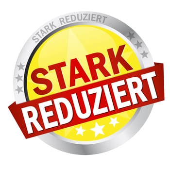 Button with banner " HEAVILY REDUCED """
