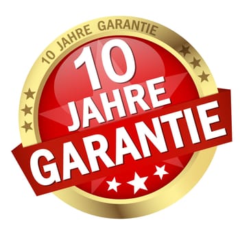 Button with banner " 10 YEARS WARRANTY """