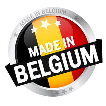 Button with banner " MADE IN BELGIUM """