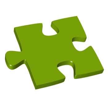 3D puzzle piece green
