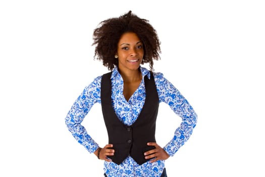 Attractive african american woman isolated on white background