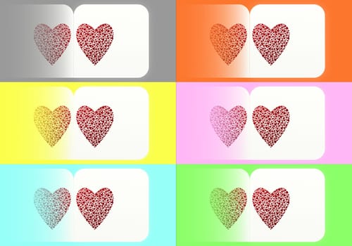 A lot of Hearts on colorful background