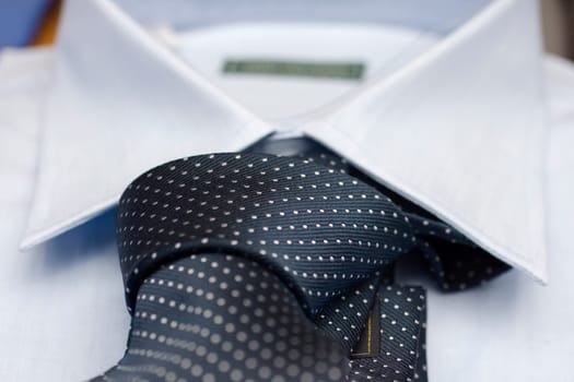 Close up of necktie on white shirt
