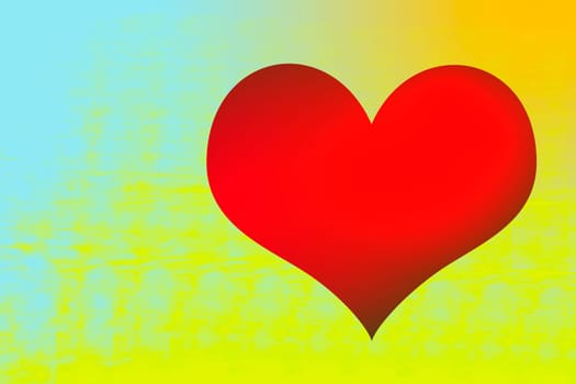 Red heart on yellow background