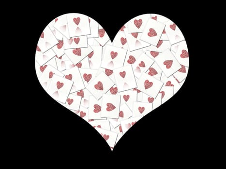 Collage made by hearts on black background