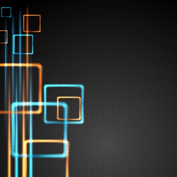 Colourful glowing squares on the black background. Vector design eps 10