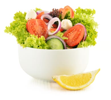 Vegetable salad bowl isolated on white background